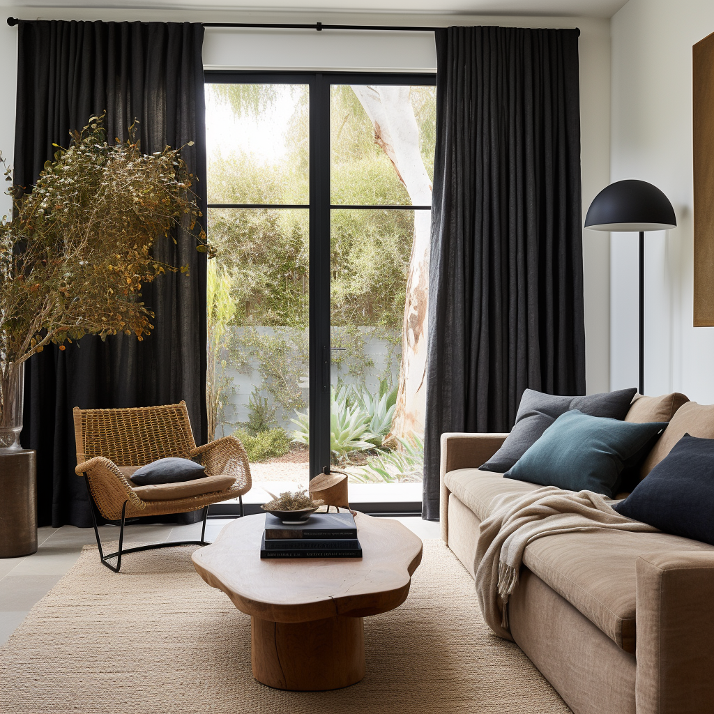 Black outlet linen couch