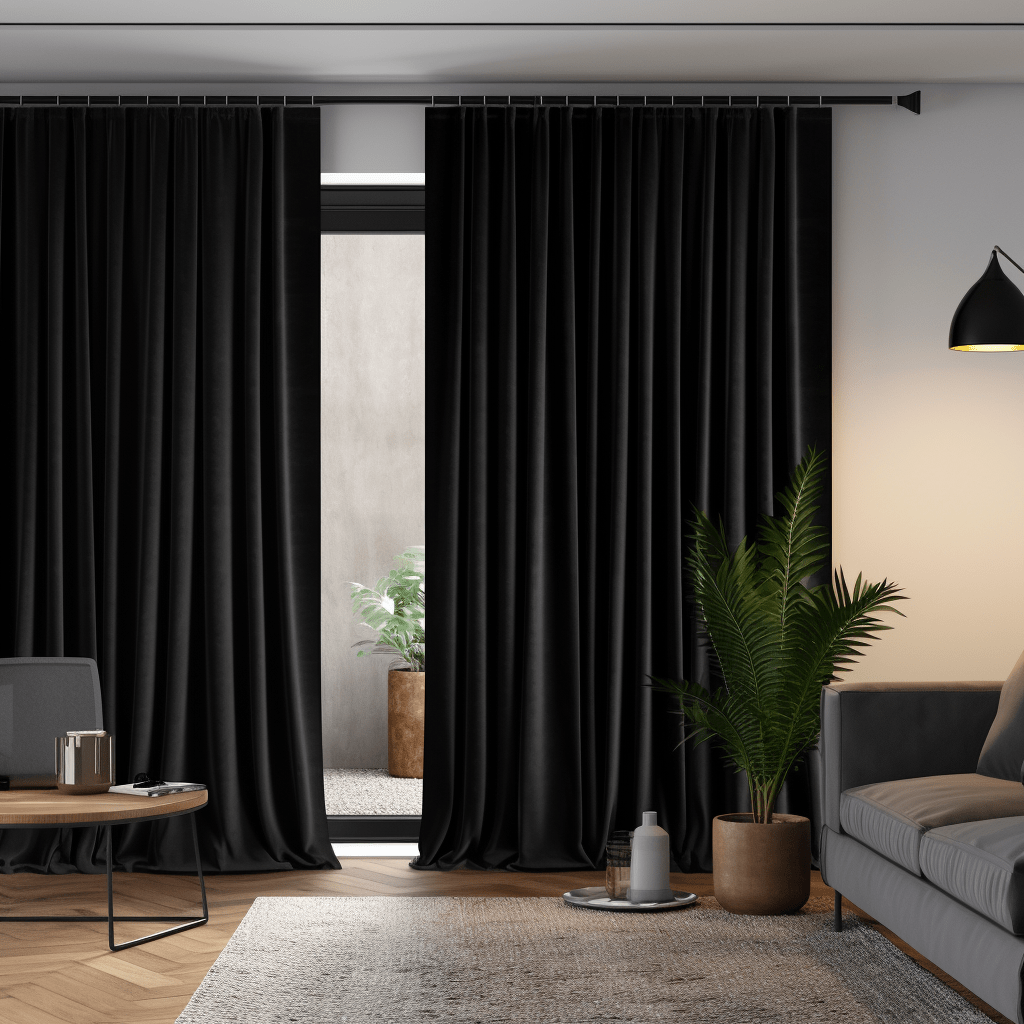 Black Velvet S-Fold Curtain - Custom Sizes and Colors