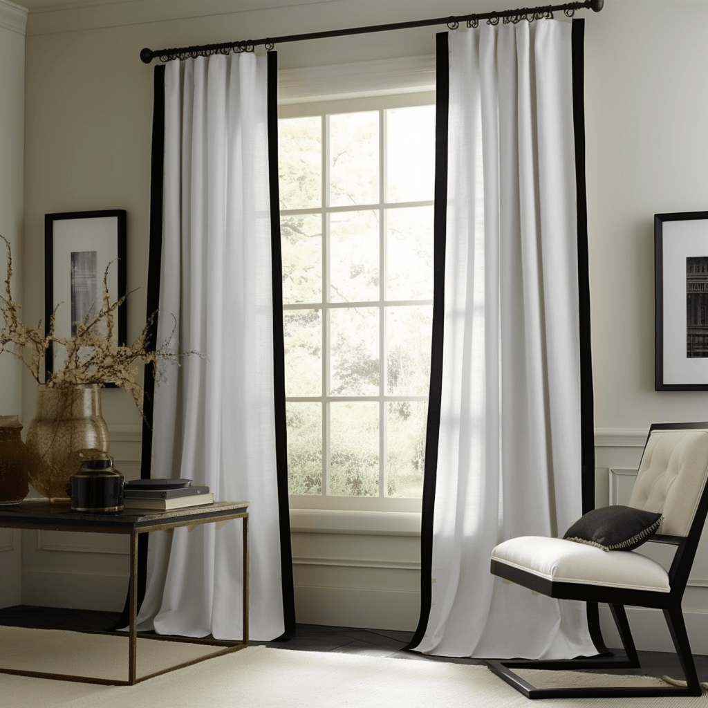 Black white curtains discount