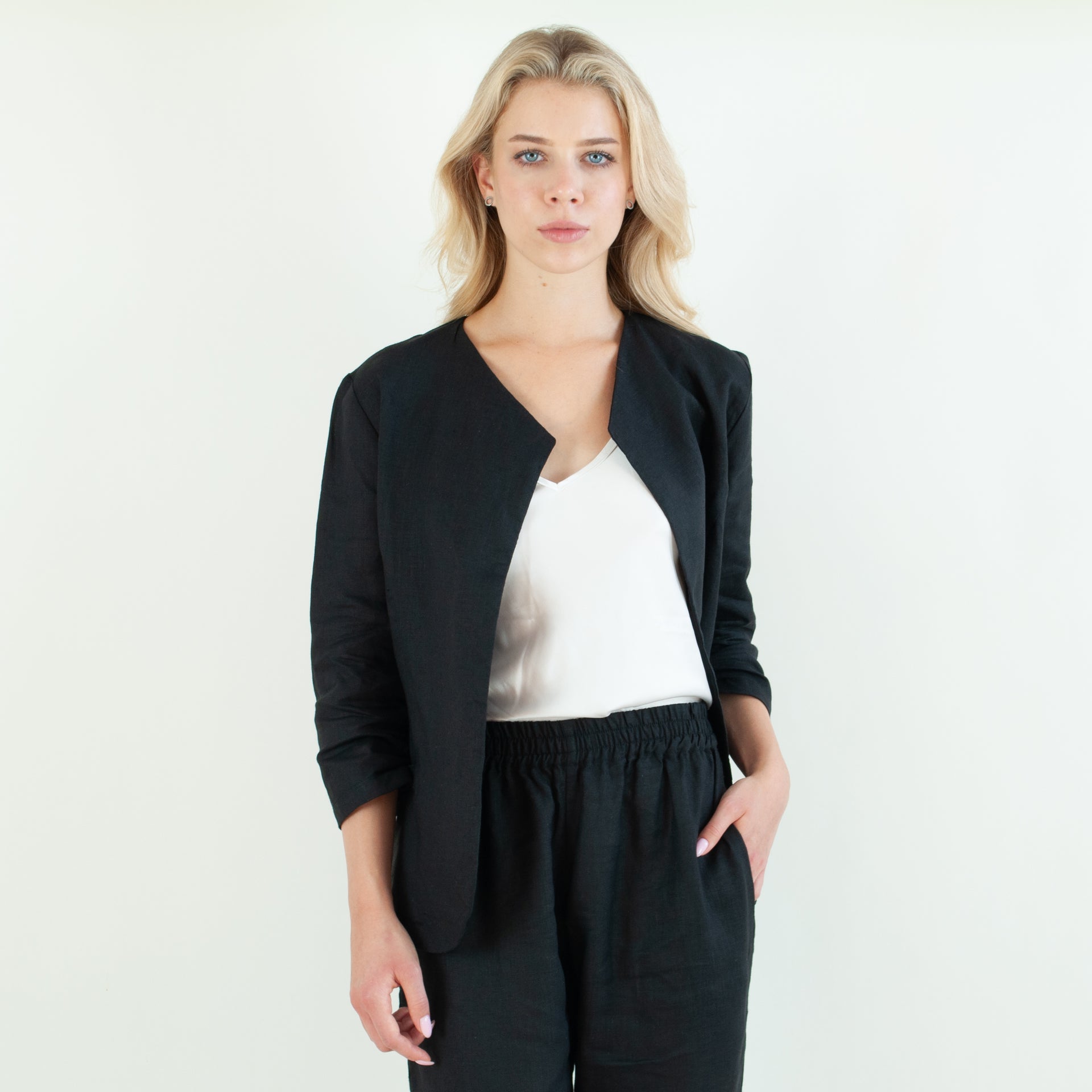 Black Linen Blazer