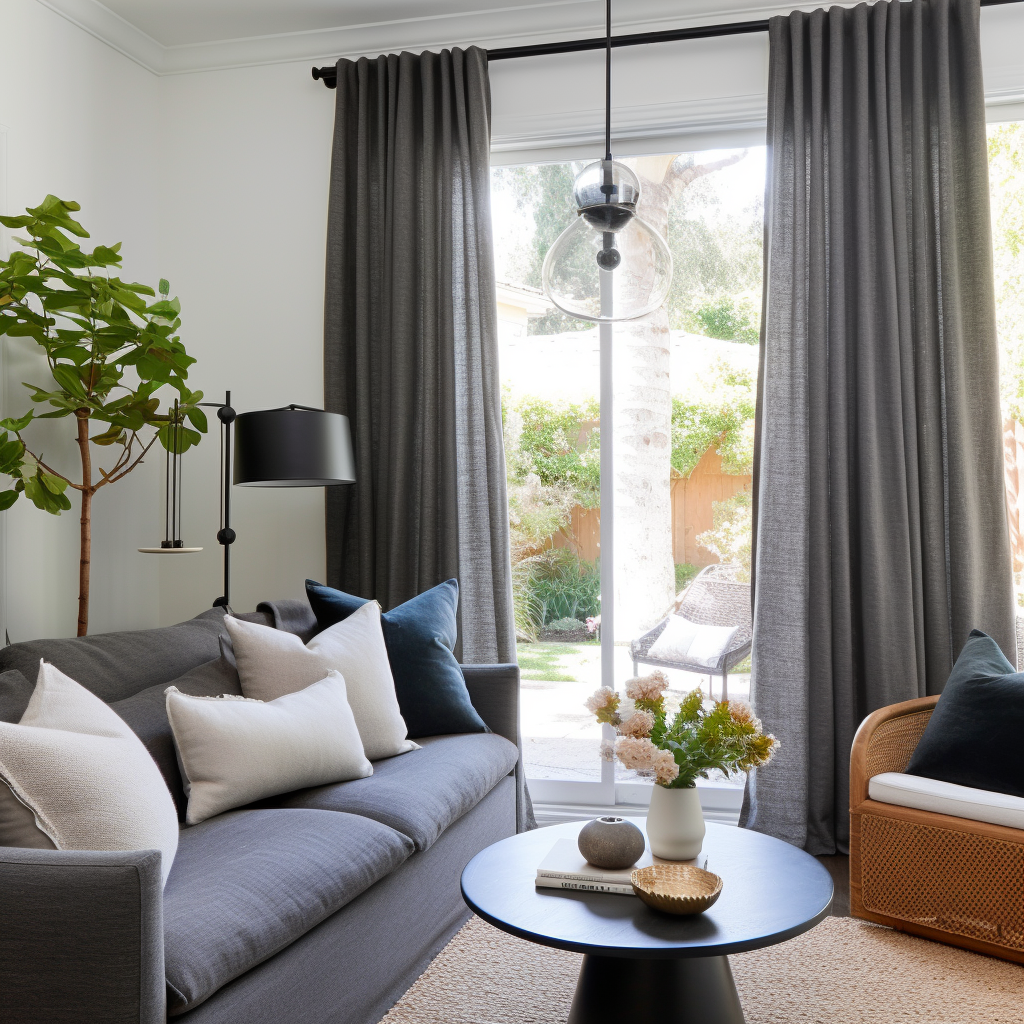 Charcoal Grey Linen Curtains White Cotton or Blackout Lining Back Tabs Heading Custom Sizes 63 84 90 95 96 108 120