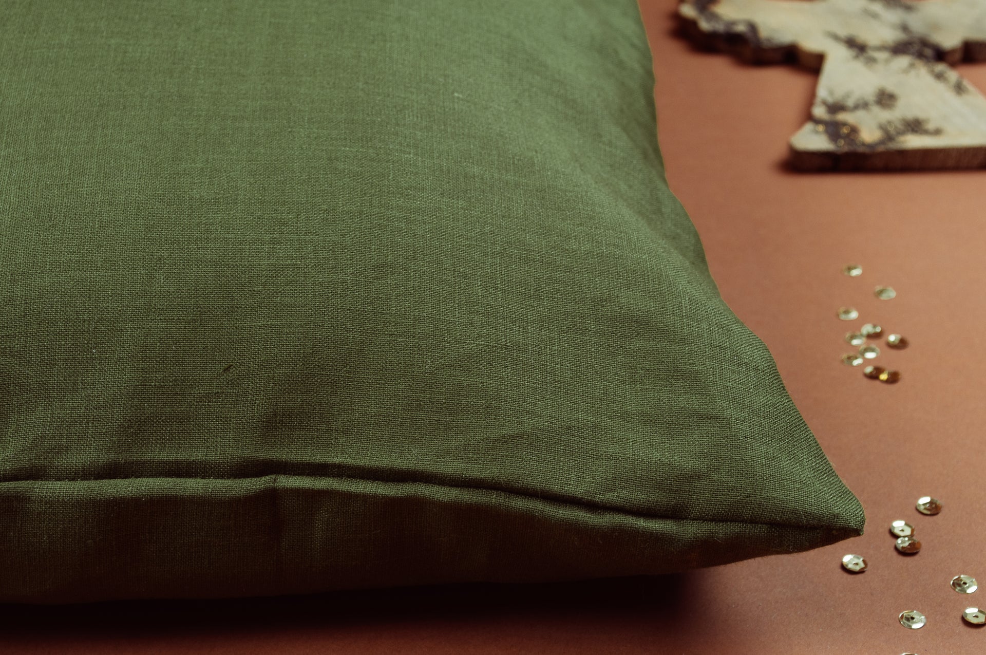 Linen pillow cover in Moss Green Green