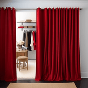 Classic Red Velvet Grommet Closet Curtains - Custom Width and Length