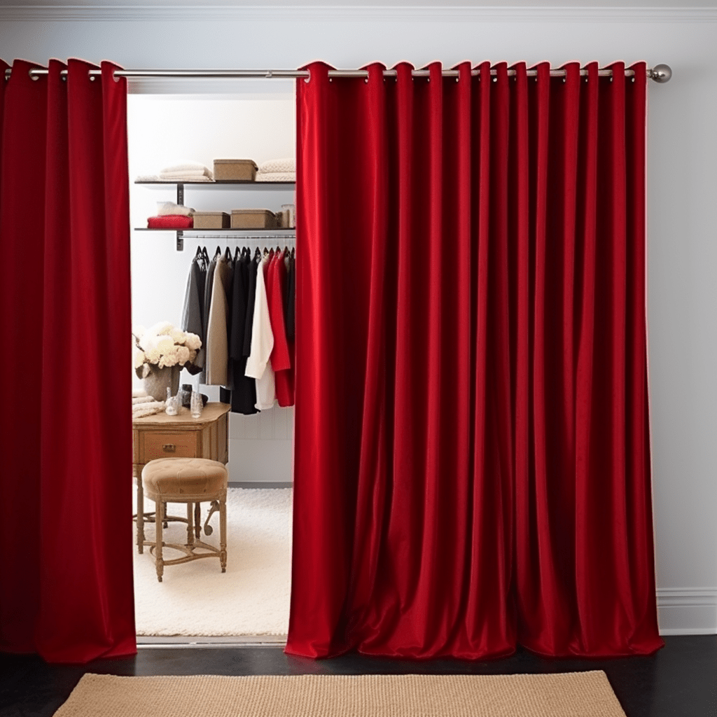 Classic Red Velvet Grommet Closet Curtains - Custom Width and Length