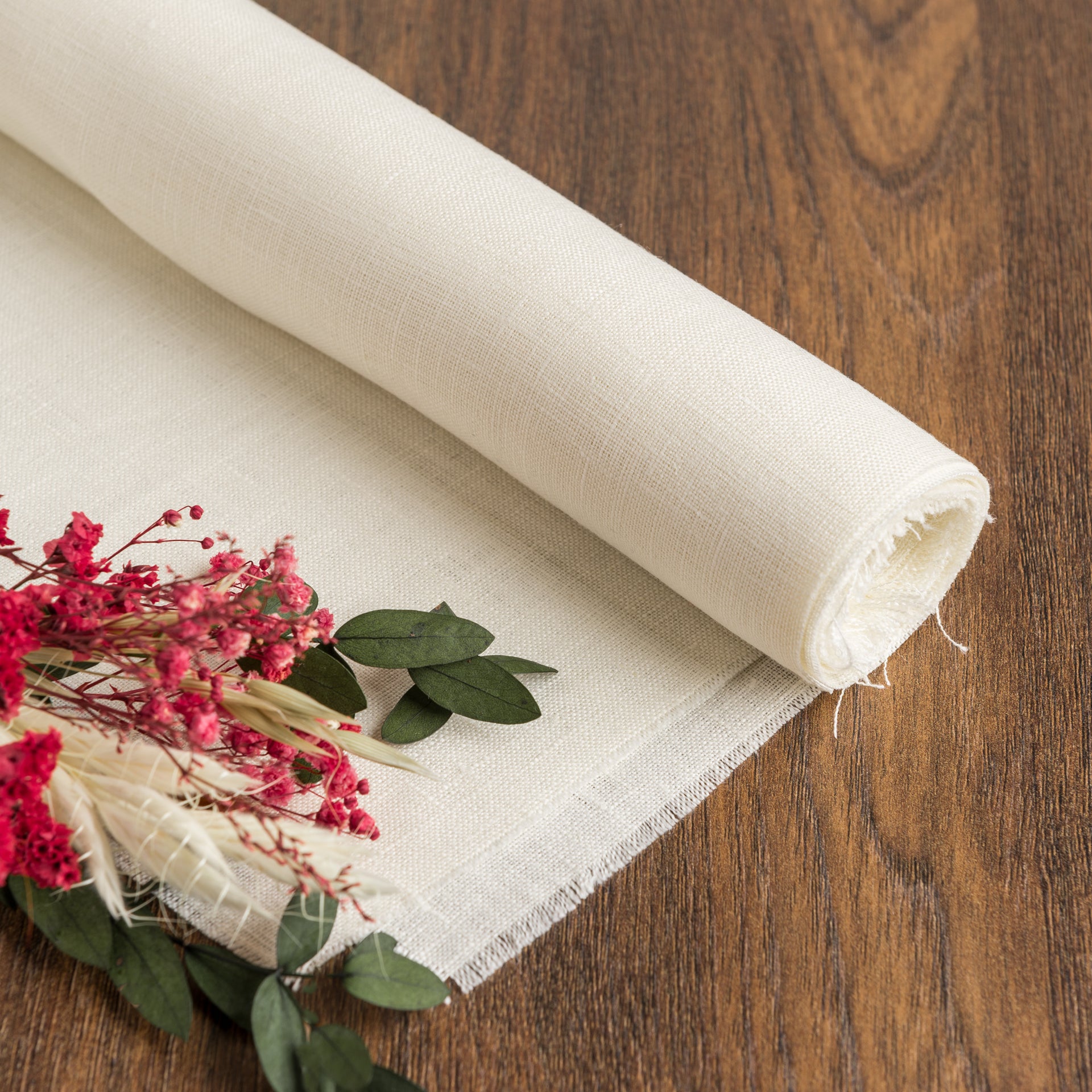 Cream Linen Fabric by the Yard - 100% French Natural - Width 52”- 106”