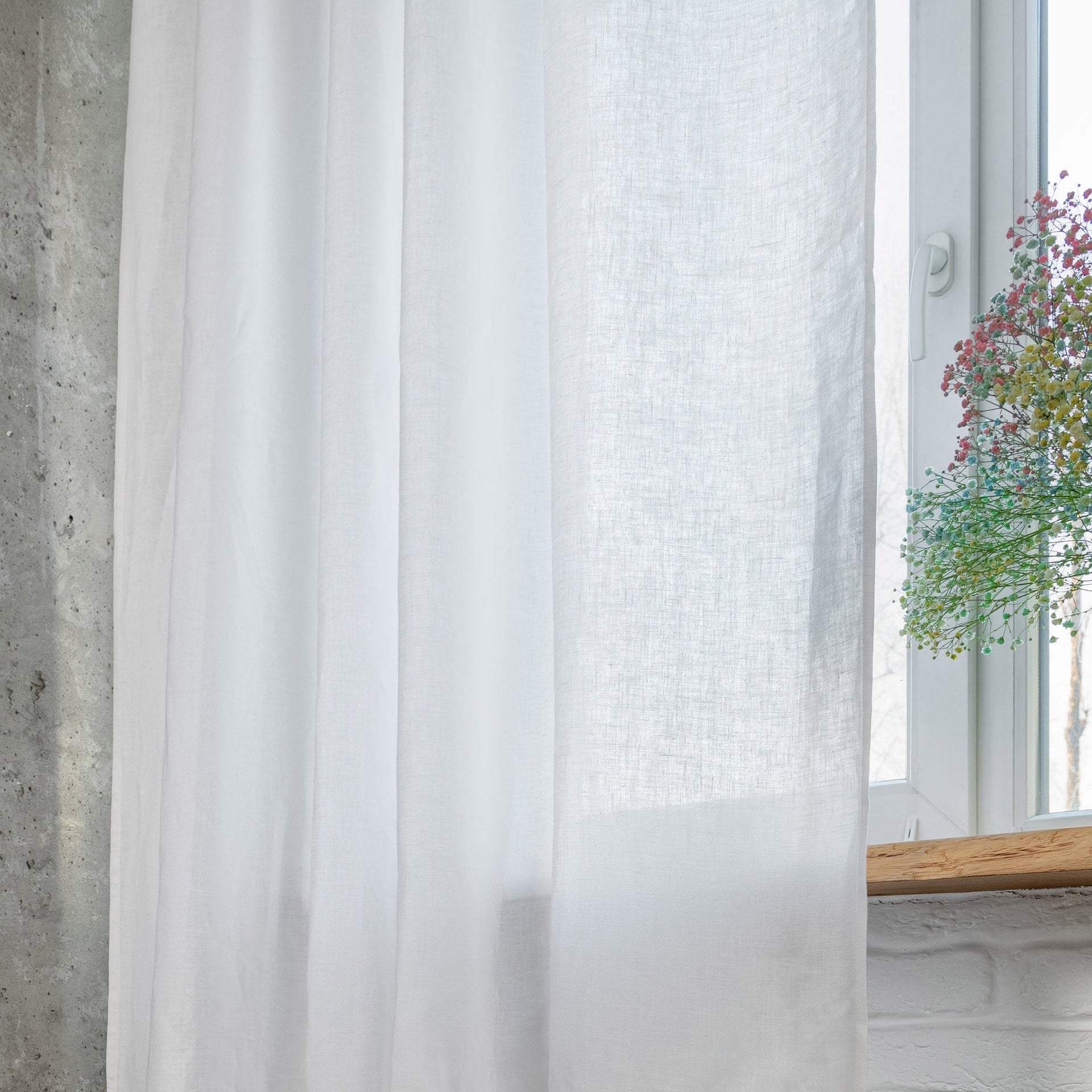 Unlined Curtain in White Color