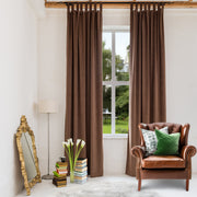 Chocolate bBrown Velvet Tab Top Curtain