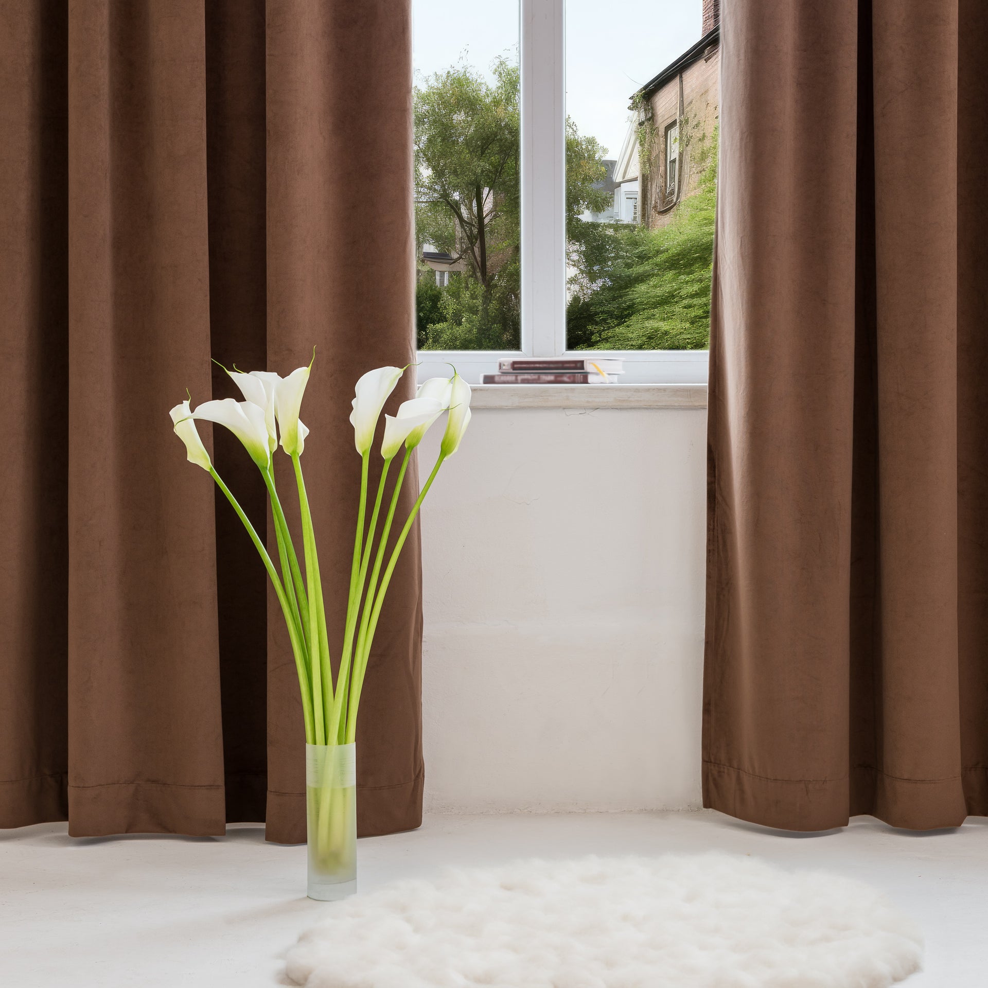 Chocolate Brown Velvet Blackout Tab Top Curtain - Custom Sizes and Colors