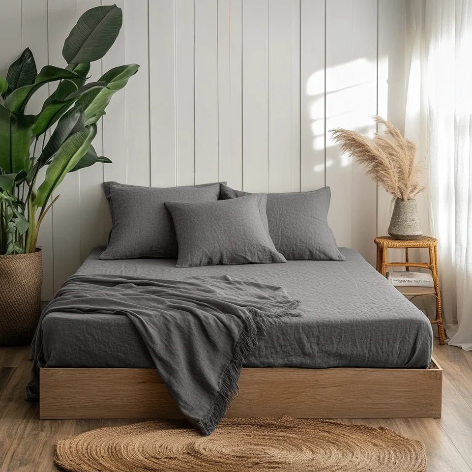 Dim Grey Fabric Bedding Example
