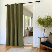 Door Linen Grommet Curtain Panel - Custom Width and Length, Color: Moss Green