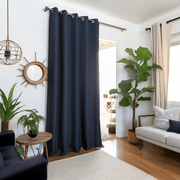 Door Linen Grommet Curtain Panel - Custom Width and Length, Color: Royal Blue