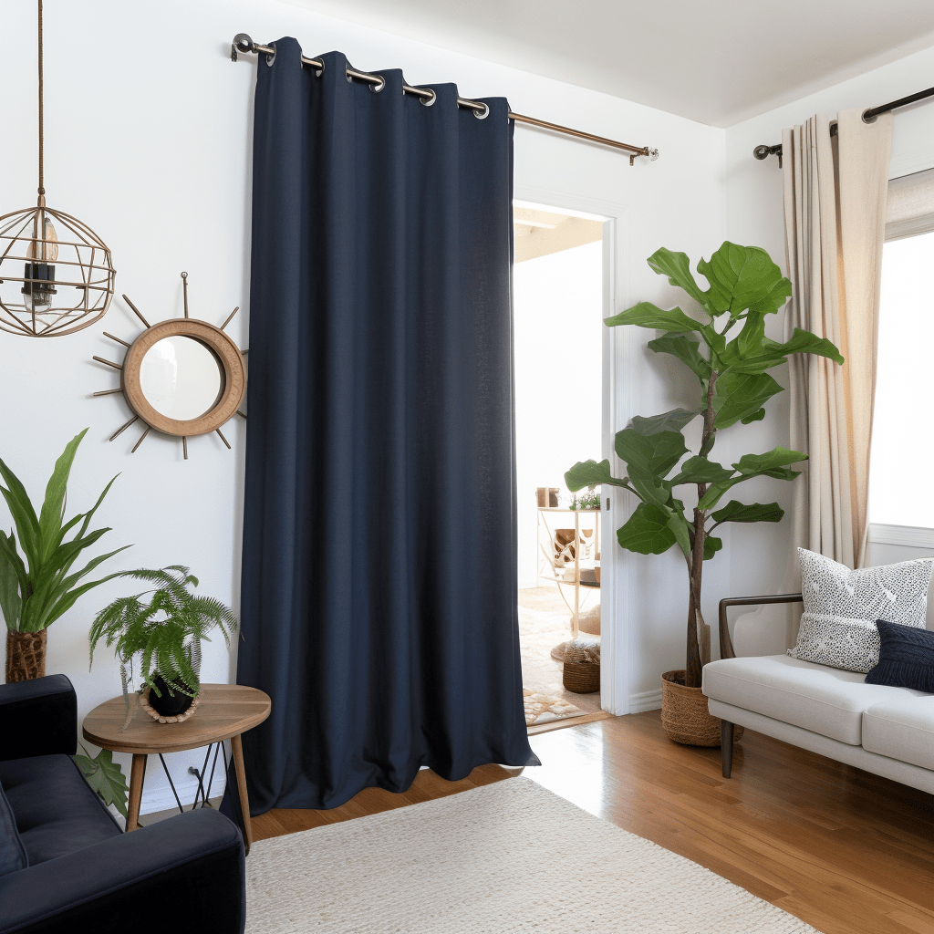Door Linen Grommet Curtain Panel - Custom Width and Length, Color: Royal Blue