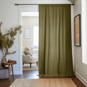 Door Linen Curtain - Unlined or With Lining - Custom Width and Length, Color: Moss Green
