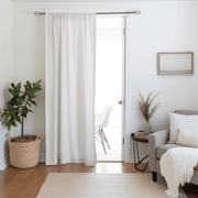Door Linen Curtains - Unlined or With Lining - Custom Width and Length, Color: White