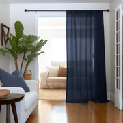 Door Linen Curtains - Unlined or With Lining - Custom Width and Length, Color: Royal Blue