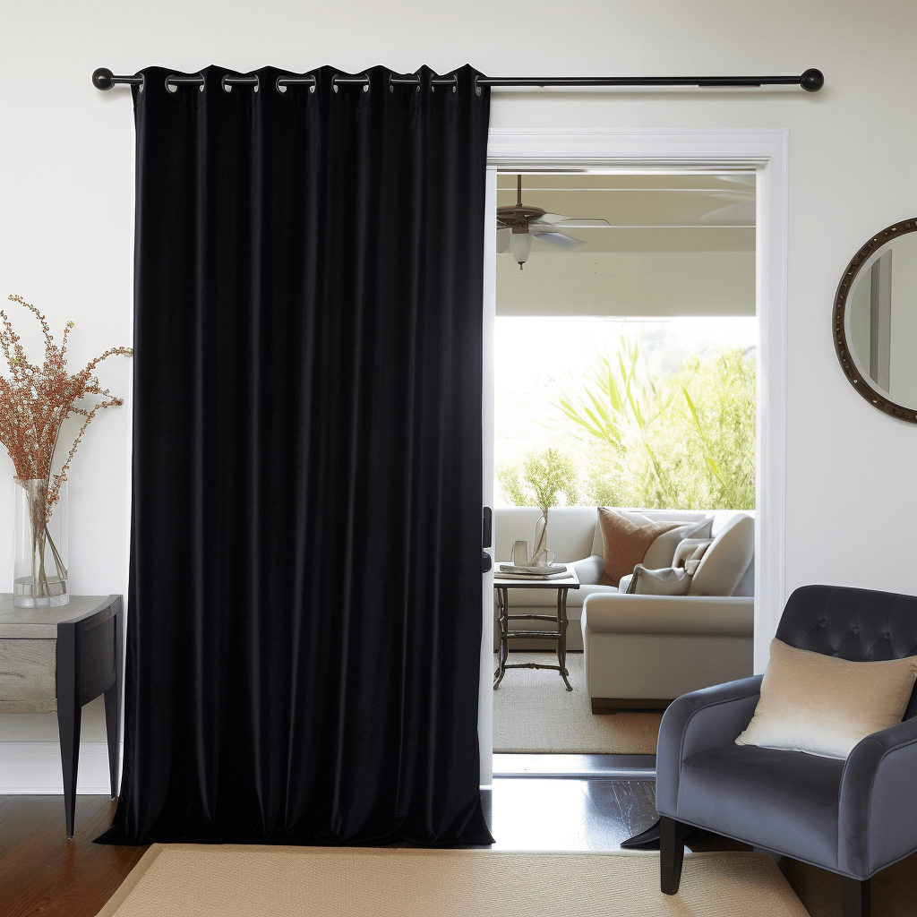 Door Velvet Thermal Blackout Eyelet Curtain Panel - Custom Width and Length
