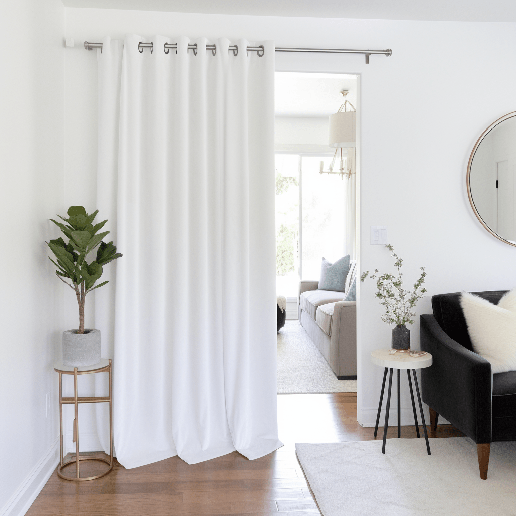 Door Velvet Thermal Blackout Eyelet Curtain Panel - Custom Width and Length, Color: White