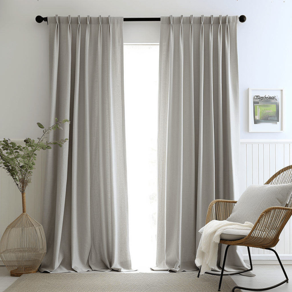 PLEATSPLEASE グレー　サイズ2 Grey Double Pinch Pleat Linen Curtain Panel - Custom Sizes 63