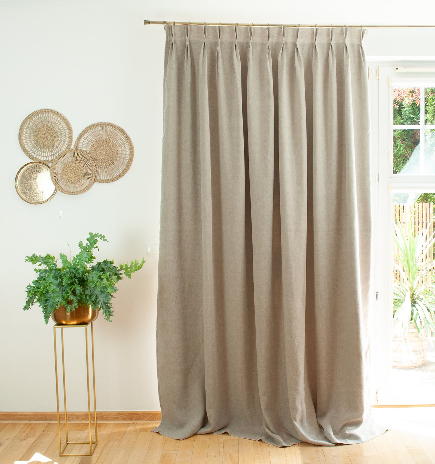 Linen Blackout Curtains, Color: Natural