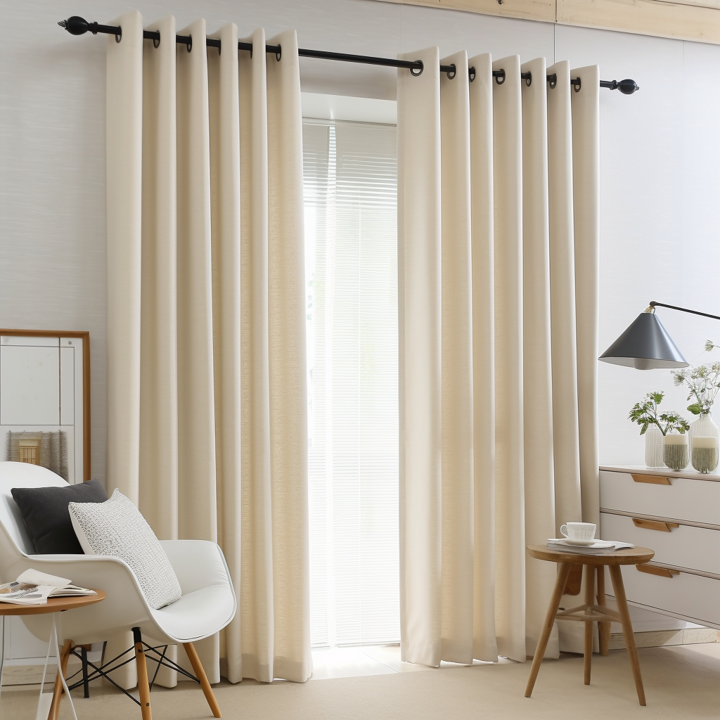 Grommet Cream Linen Curtain Panel with Cotton Lining - Custom Width and Length