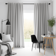 Grey Linen Curtain with White Cotton Lining and Back Tabs - Custom Sizes & Colors