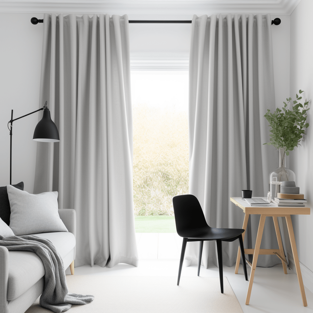 Grey Linen Curtain with White Cotton Lining and Back Tabs - Custom Sizes & Colors