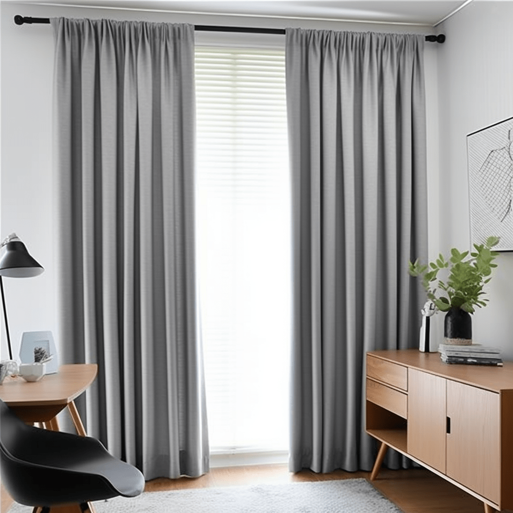 Grey Rod Pocket Thermal Insulated Total Blackout Linen Curtain - Custom Width and Length, Color: Stone Grey