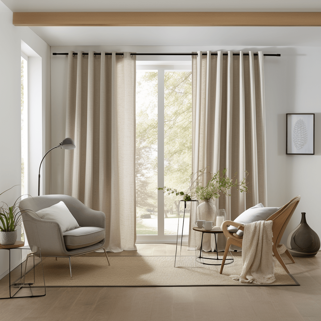 Linen Blackout Curtain, Color: Natural