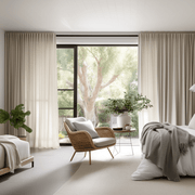Linen Curtain for Bedroom with White Cotton Lining and Back Tabs - Privacy Linen Drapery Custom Width