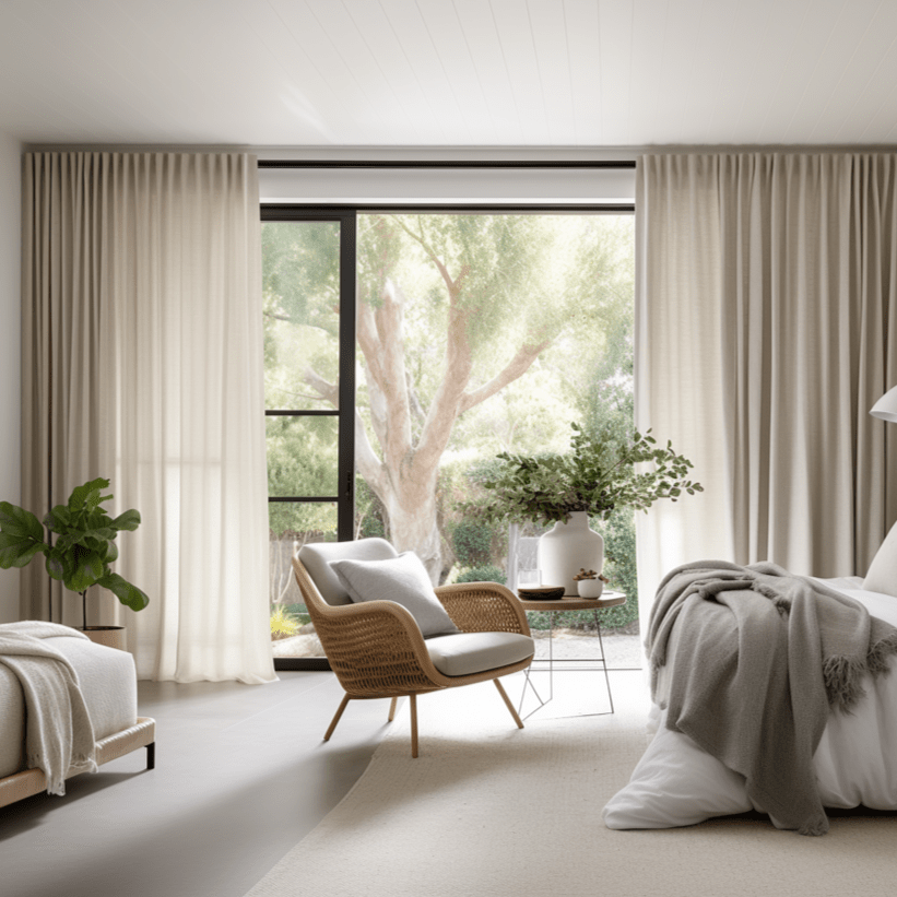 Linen Curtain for Bedroom with White Cotton Lining and Back Tabs - Privacy Linen Drapery Custom Width