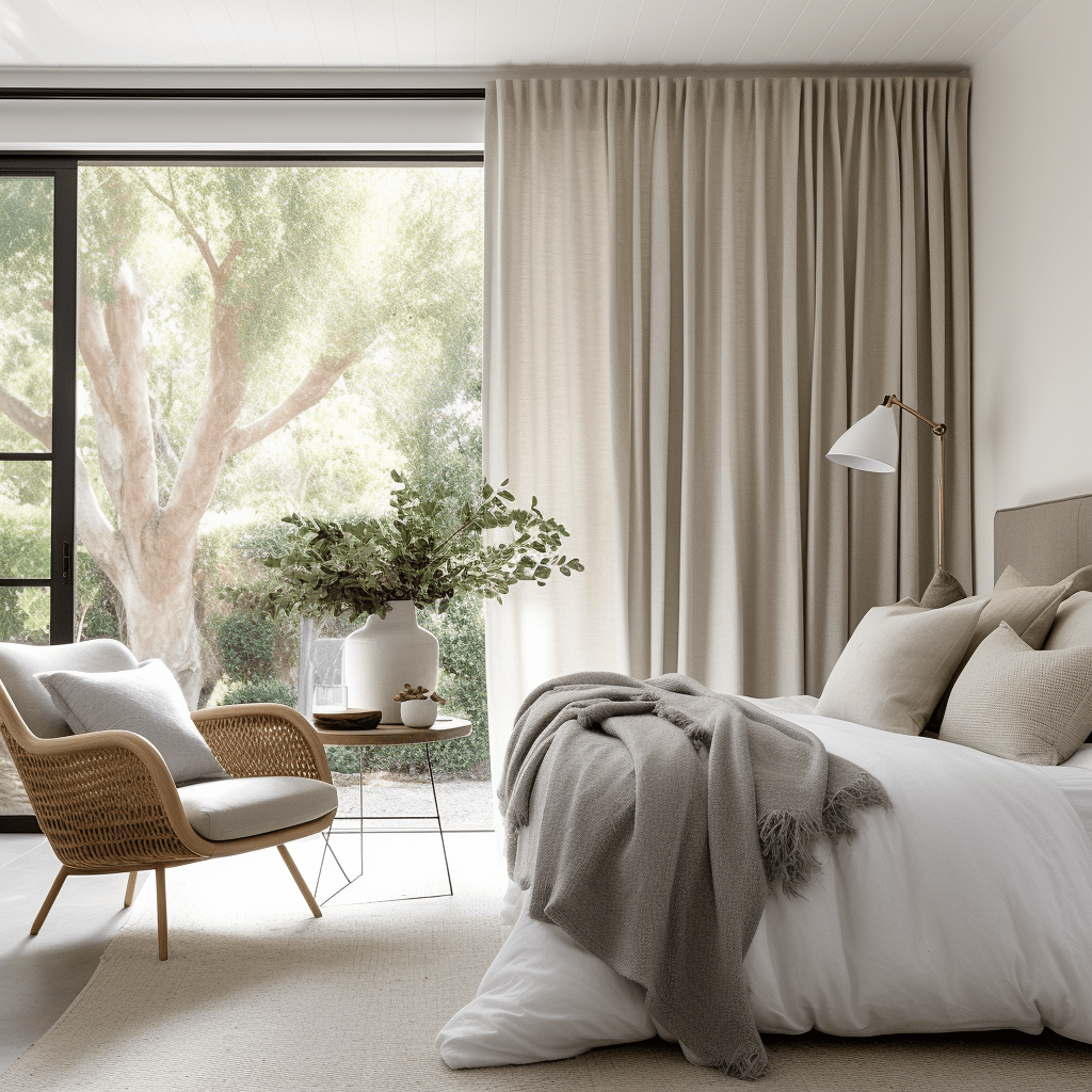 Linen Curtain for Bedroom with White Cotton Lining and Back Tabs - Privacy Linen Drapery Custom Width