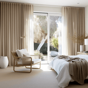 Linen Curtain for Bedroom with White Cotton Lining and Back Tabs - Privacy Linen Drapery Custom Width