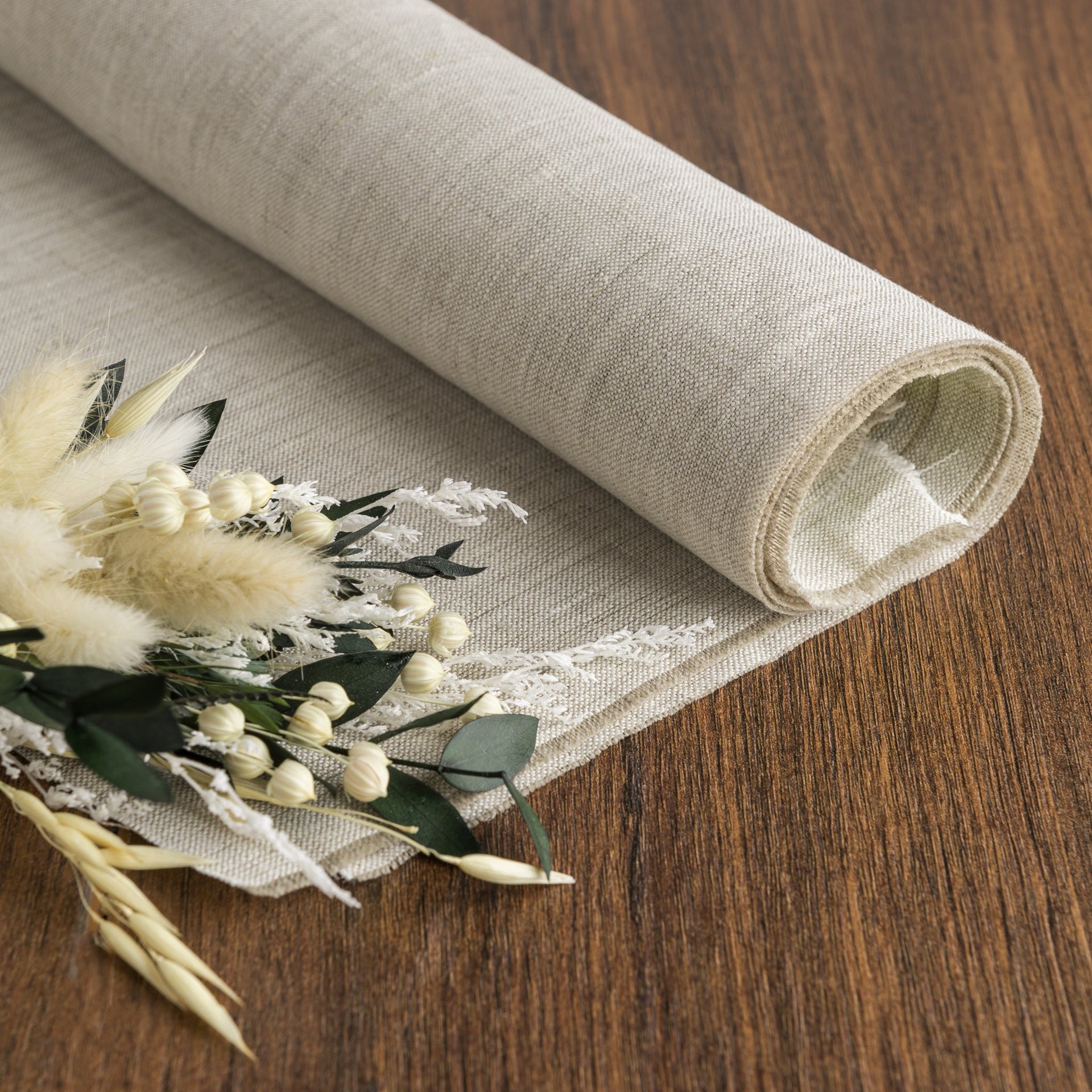 Natural Medium Weight Linen Fabric by the Yard - 100% French Natural - Width 52”- 106”