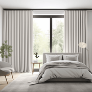 Off-White Velvet Curtain Panel with S-Fold for Different Sizes