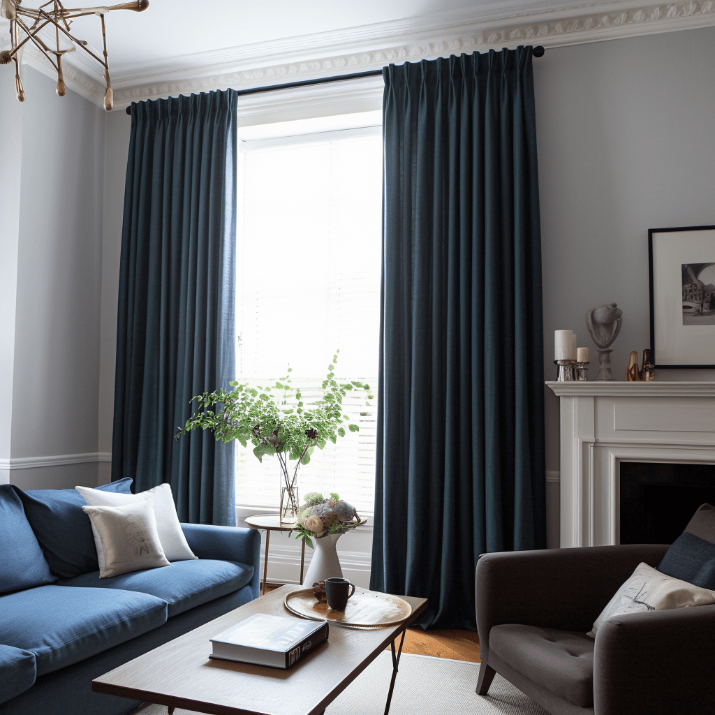 Peacock Linen Blackout Double Pinch Pleat Curtain Panel - Custom Width and Length, Color: Peacock Blue