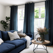 Peacock Linen Grommet Curtain Panel - Custom Width and Length, Color: Peacock