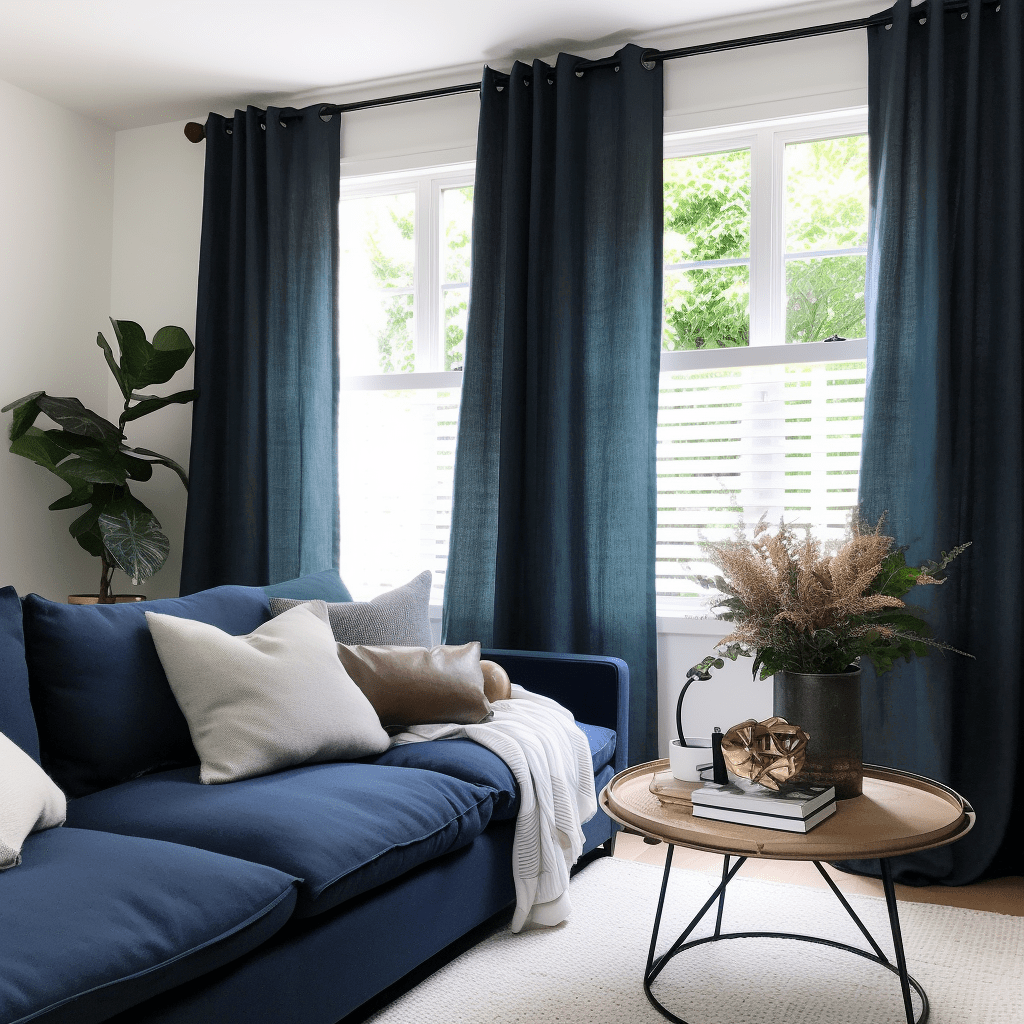 Peacock Linen Grommet Curtain Panel - Custom Width and Length, Color: Peacock