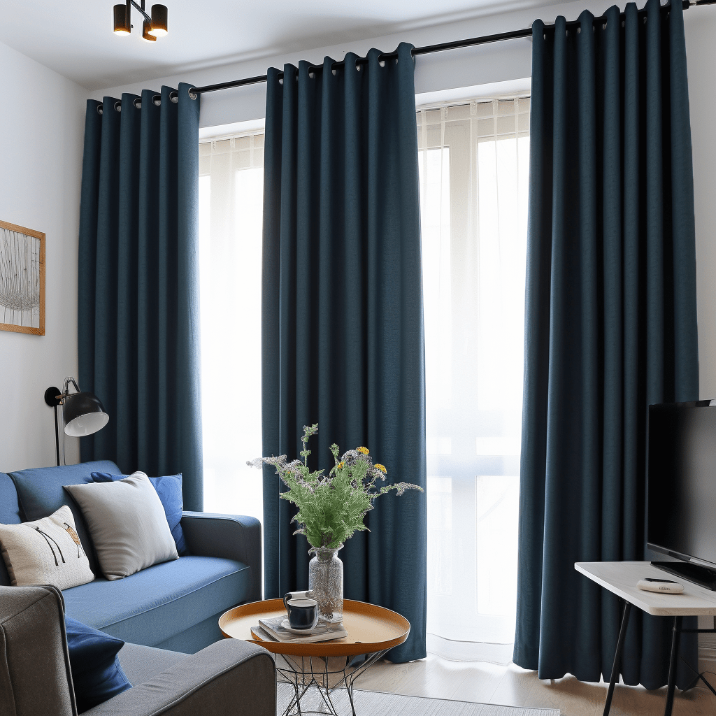 Light Sky Blue Linen Blackout Curtains - 80% Blockout With Eyelet Top For Easy Hanging