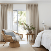 Pinch Pleat Linen Curtain Panel for Bedroom - Heading for Rings and Hooks