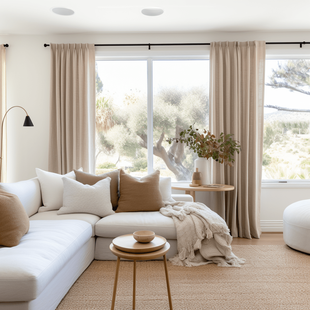 Pinch Pleat Linen Curtain Panel for Living Room with Blackout Lining