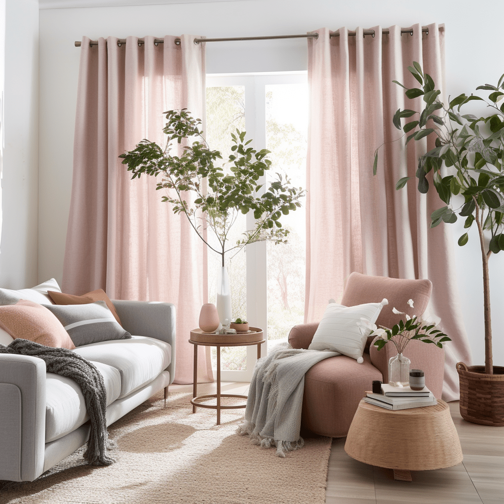 Pink Linen Grommet Top Curtain with Cotton Lining - Custom Sizes & Colors - for Living Room