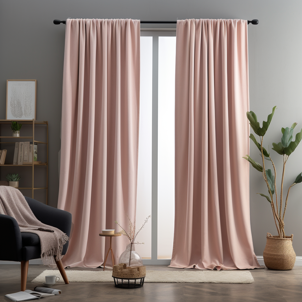 Dusty Pink Linen Rod Pocket Curtain with Blackout Lining - Custom Sizes & Colors