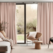 Pink Linen S-fold Linen Curtain with Blackout Lining - Custom Sizes & Colors - for Living Room