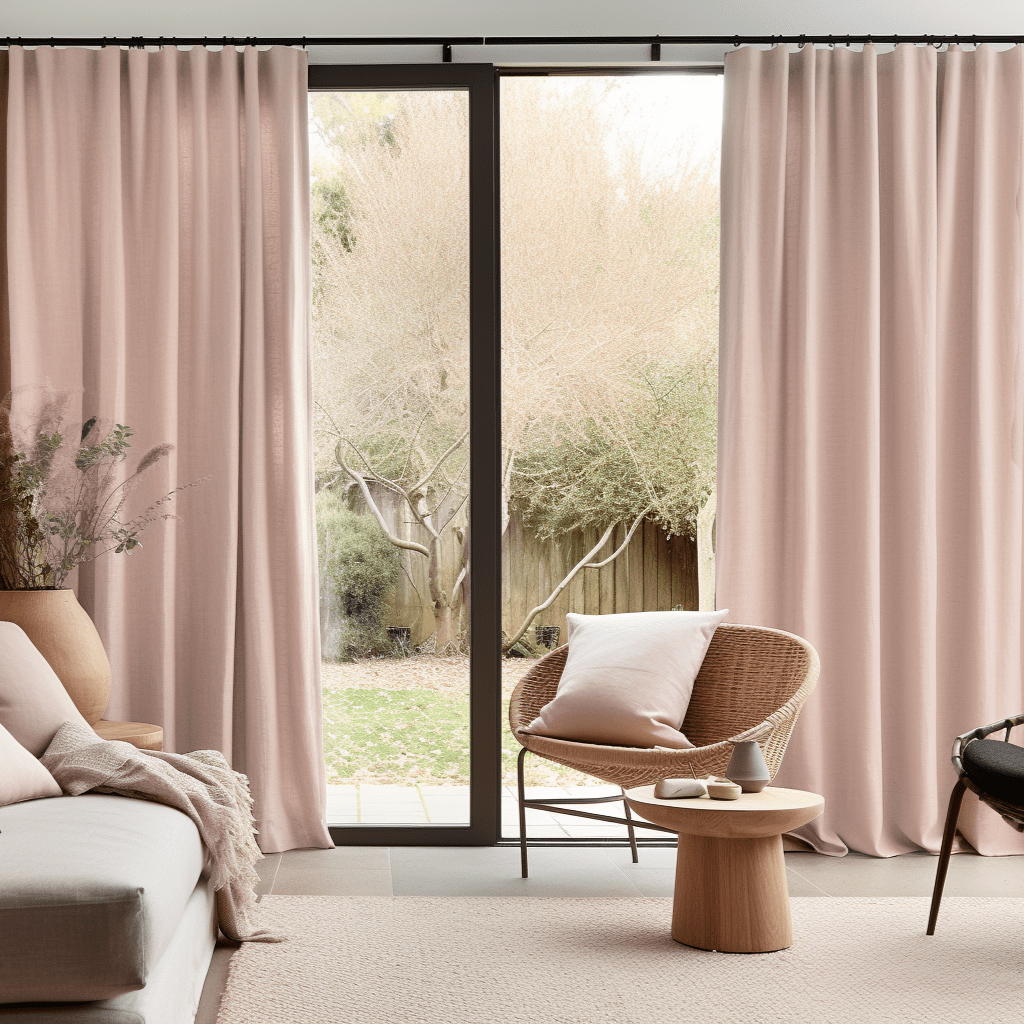 Pink Linen S-fold Linen Curtain with Blackout Lining - Custom Sizes & Colors - for Living Room