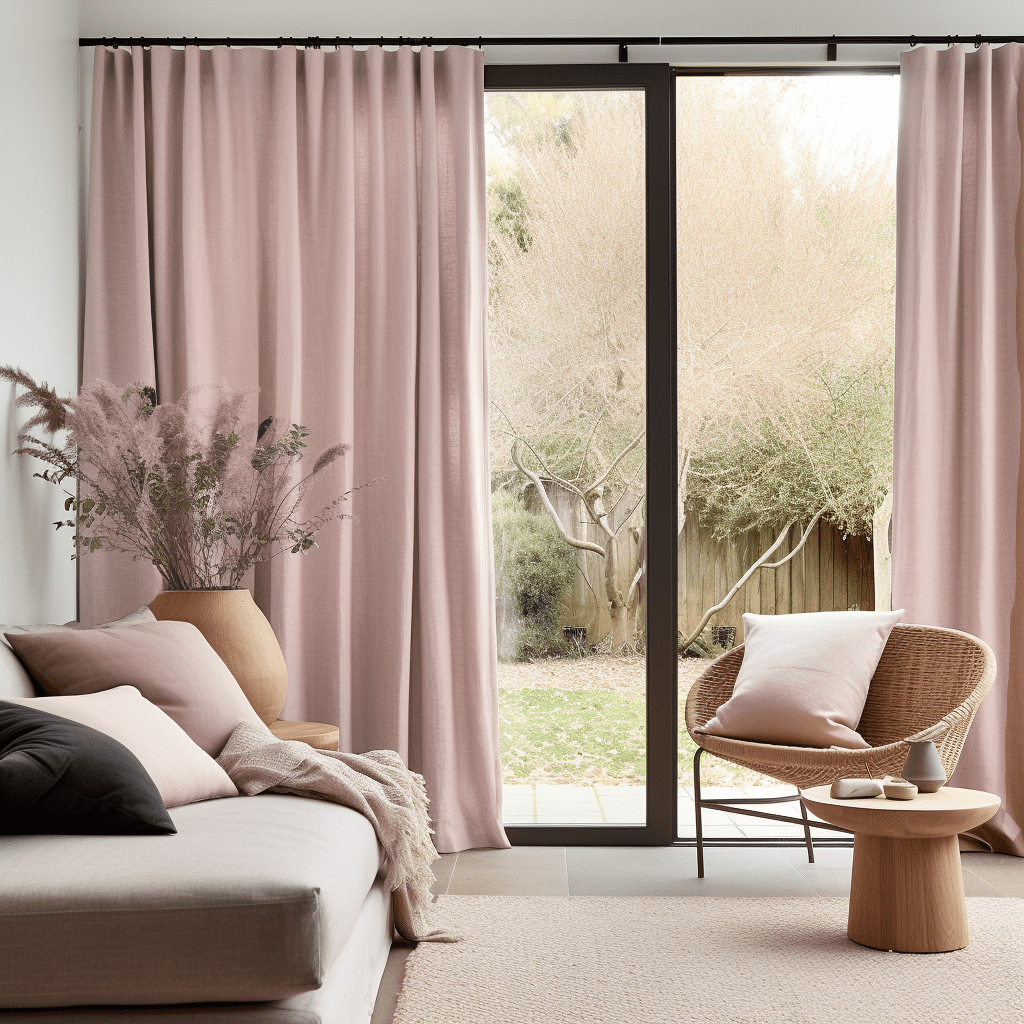 Pink Linen S-fold Linen Curtain with Blackout Lining - Custom Sizes & Colors - for Living Room