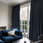Royal Blue Linen Blackout Double Pinch Pleat Curtain Panel - Custom Width and Length, Color: Royal Blue