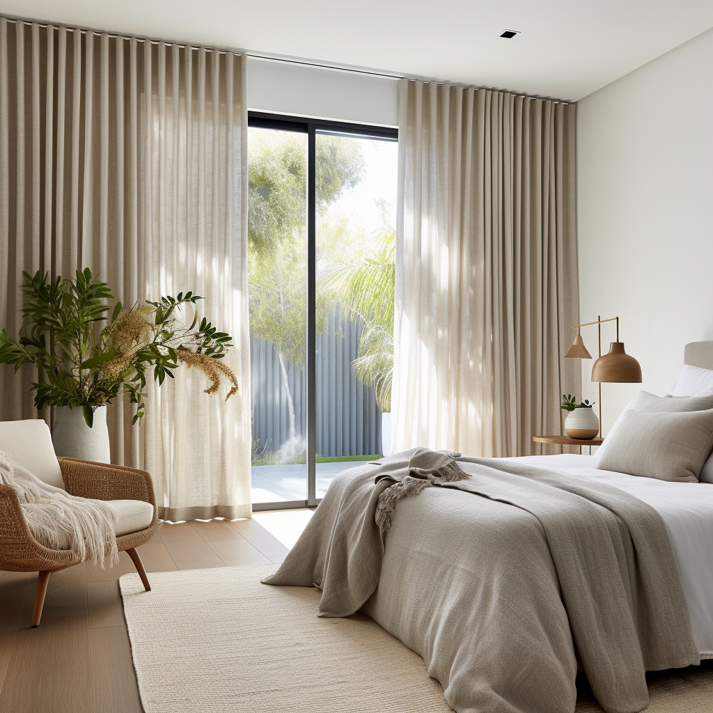 S-Fold Linen Curtain, Color: Natural