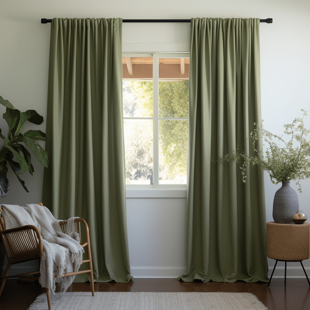 Sage Green Blackout Linen Rod Pocket Curtains - Custom Sizes: 63
