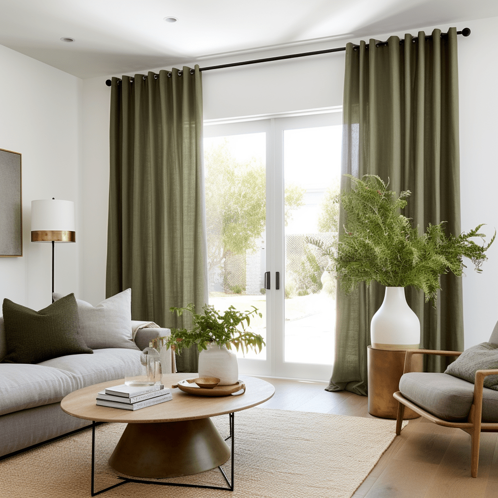 Sage Green Grommet Linen Curtains - Custom Sizes: 63&quot;; 84&quot;; 90 