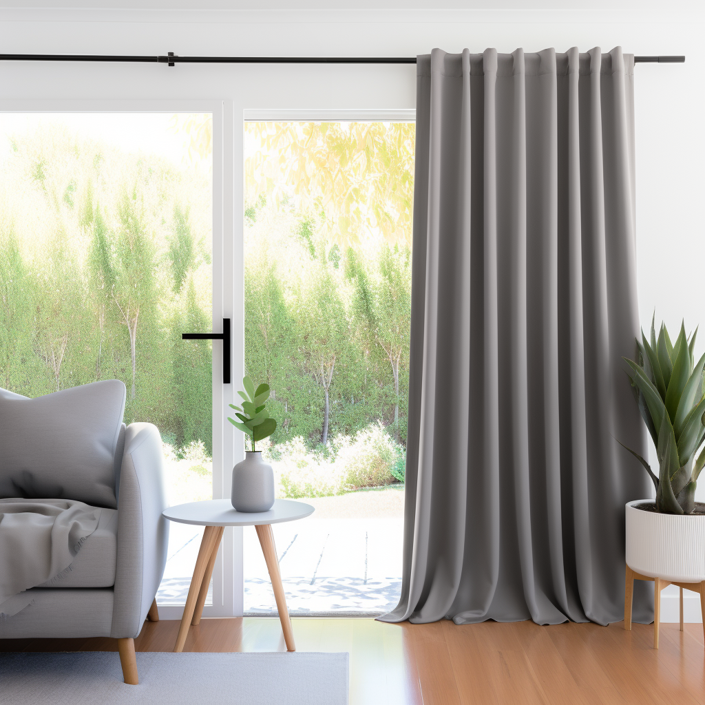 Sliding Door Blackout Linen Curtain With Back Tabs - Custom Width and Length, Color: Stone Grey